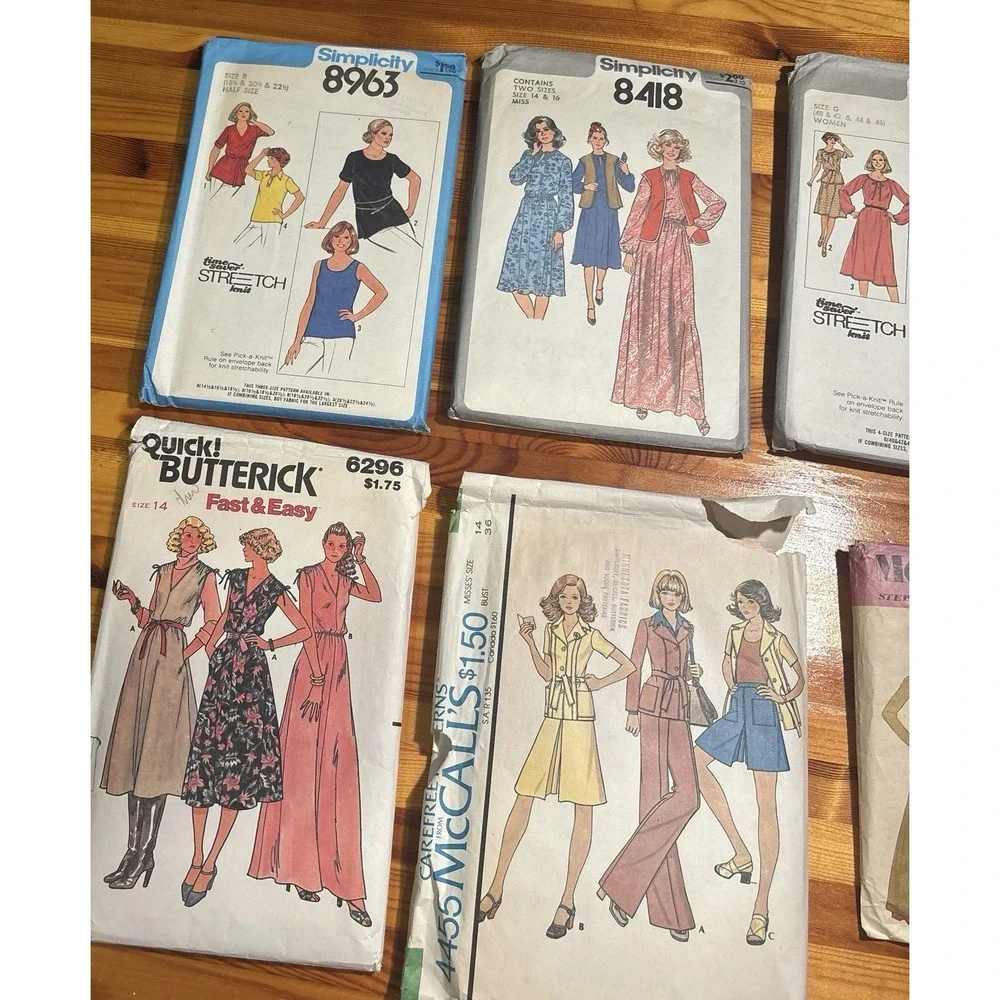 Lot of 7 Vintage 1970s Sewing Patterns Simplicity McCalls Butterick Boho Retro